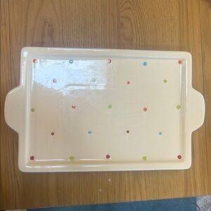 Temp-Tations 15x10 used ovenware Cream Tray with Colorful Dots